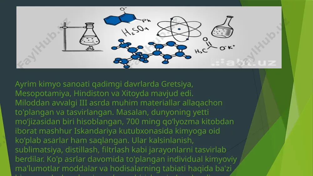 elyan o.s., lysova g.g. qo'llanma umumta'lim maktablarining bitiruv sinflari uchun ta'lim muassasalari. - moskva, 2000 yil. glinka n.l. umumiy kimyo: oliy maktablar uchun darslik / ed. v.a. rabinovich. l.: kimyo, 1983 yil. doroxova e.n., proxorova g.v. analitik kimyo. tahlilning fizik-kimyoviy usullari: darslik. moskva: oliy maktab, 1991 yil. etiboringiz uchun raxmat image1.jpg image2.jpg image3.png image4.jpg image5.png image6.jpg image7.jpg image8.jpg /docprops/thumbnail.jpeg
