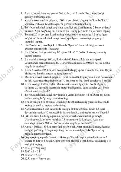 geometriya misollar to‘plami — DOCX