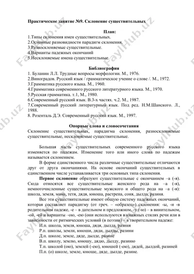 практическое занятие №9. склонение существительных — DOCX