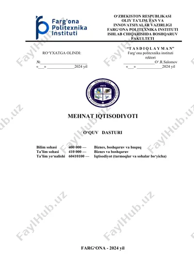 mehnat iqtisodiyoti — DOCX