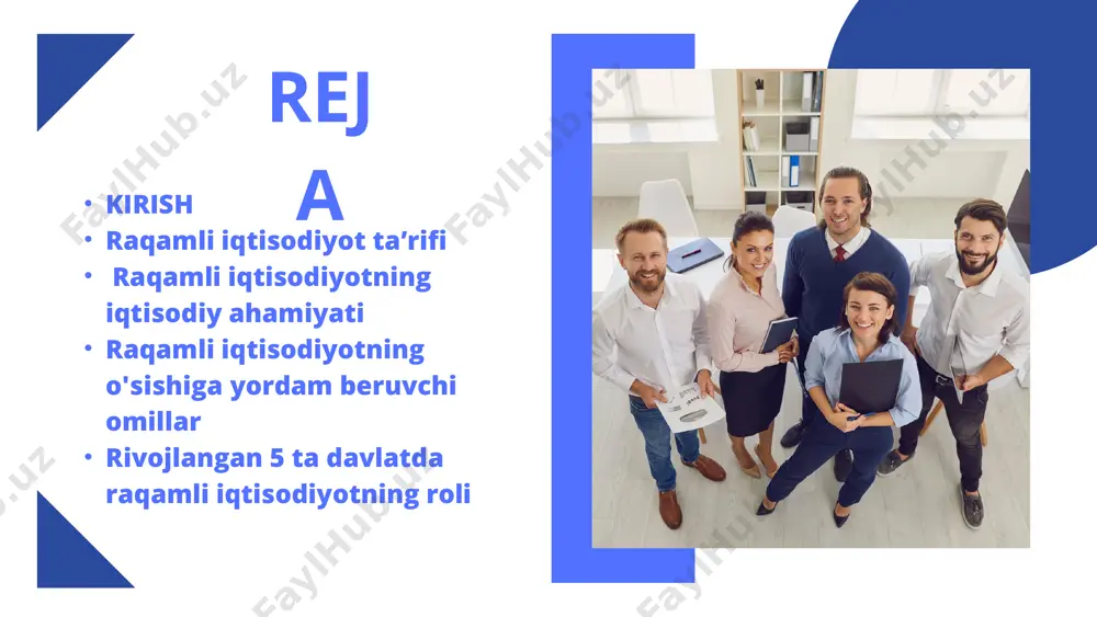 y, tarixiy obidalarga tashrif buyuriladi. 1 2 3 raqamli iqtisodiyotning o'sishiga yordam beruvchi omillar raqamlashtirishning kundalik hayotimizga tezroq kirib kelishini xohlasak, raqamlashtirish ta’sirida turmushimizda turli qulayliklar paydo bo‘lsin, desak, raqamlashtirish tatbig‘ida, albatta, tizimli yondashuv lozim. qarang, salkam o‘n yildan buyon elektron hukumat tizimini rivojlantirishga intilib kelamiz. raqamlashtirish texnologiyalarini kundalik hayotimizga maqsadli joriy qilishda eng muhimi, davlat xizmatlarini aholiga taklif qilish orqali xalq bilan interfaol muloqot tezlashmoqda. bu esa “intellektual hukumat” tamoyillari asosida aholi va tadbirkorlik sub’ektlariga elektron davlat xizmatlari ko‘rsatish tizimini yanada kengaytirish naqadar to‘g‘ri yo‘l ekanligini ham ko‘rsatadi. shubhasiz, raqamli iqtisodiyot — kelajak. milliy iqtisodiyot raqobatbardoshligi ko‘p jihatdan raqamli iqtisodiyotning muhim tarkibiy qismi hisoblangan sanoat 4.0 inqilobiga moslashish, raqamli texnologiyalarni iqtisodiyotning barcha sohalariga joriy etishni qanchalik qisqa fursatda hal etishimizga chambarchas bog‘liq. mazkur yo‘nalishda ishlarni samarali tashkil etish raqamli texnologiyalar sohasida yetarli kompetensiyalarga ega bo‘lgan yetuk kadrlarga borib taqaladi. bu borada ham tizimli tadbirlar yo‘lga qo‘yilganligini ta’kidlash zarur. albatta, …