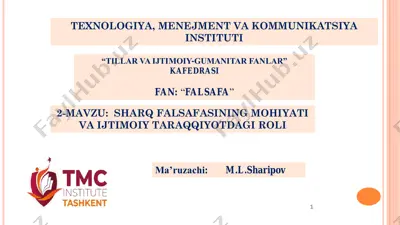 sharq falsafasining mohiyati va ijtimoiy taraqqiyotdagi roli — PDF