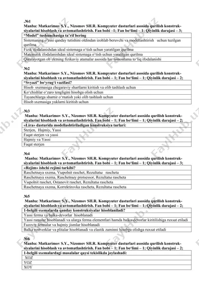 kompyuter dasturlari asosida qurilish konstruksiyalarini hisoblash va avtomatlashtirish — DOC
