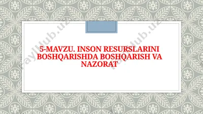 inson resurslarini boshqarishda boshqarish va nazorat — PPTX