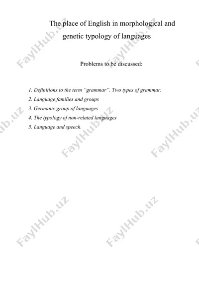 the place of english in morphological and genetic typology of languages — DOC