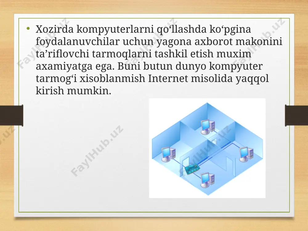 lar bajarilishini natijasini o’z monitor ekraningizda ko’rib, go’yoki o’z kompyuteringizda ishlayotgandek his qilasiz. shuning uchun ham kompyuterda ishlash terminal emulyatsiya qilish deb ataladi image5.png image6.png image7.png image8.png image9.jpeg image10.jpeg image11.png image12.png image13.jpeg image14.jpeg image15.jpeg image3.png image4.png /docprops/thumbnail.jpeg