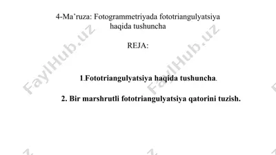 ma’ruza: fotogrammetriya — PPTX