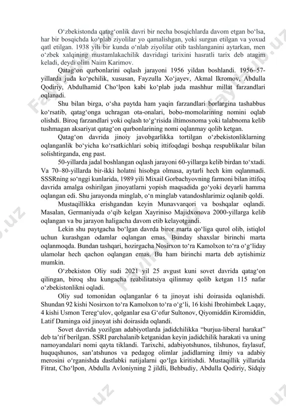 didlari bilan buxoro va xiva jadidlari oʻrtasida bir muncha tafovut bor. turkiston oʻlkasidagi jadidchilikning ijtimoiy asosini ziyolilar tashkil qildi. ular chor rossiyasi mustamlakachiligiga qarshi kurashning oldingi saflarida turib, chorizmning xomashyo manbaiga aylantirilgan turkistonning dastlab muxtor, soʻng mustaqil davlat boʻlishini yoqlab chiqdilar. buxorodagi jadidchilik turkistondagiga nisbatan ogʻir ijtimoiy-siyosiy sharoitda yuzaga keldi. uning tarkibi asosan buxorodagi shahar aholisining taraqqiyparvar qismi: ziyolilar, mullalar, mayda doʻkondorlar va maʼmurlar, hunarmandlar, savdogarlardan iborat edi. jadidlarning dehqonlar va askarlar oʻrtasida nufuzi avvaliga past boʻlgan. jadidlar iqtisod va boshqaruv sohasida bir qator talablar, chunonchi, soliqlarni kamaytirish talabi bilan chiqishdi. ular dastlab buxorodagi amirlik tuzumi doirasida islohotlar joriy qilmoqchi boʻlishdi. buxoroda vobkentlik dehqon joʻraboy ilk yangi usul maktabini ochgan edi. 20-asr boshlarida xivada shakllangan jadidchilik bir qadar boshqacharoq tarixiy shart-sharoitda vujudga keldi. u bu yerda asosan ikkita oqimdan iborat edi. uning oʻng oqimi xonlikda rivojlanayotgan savdo-sanoat korxonalari egalari hamda yirik boylarning vakillarini oʻziga birlashtirgan edi. bu oqimga xiva xoni …