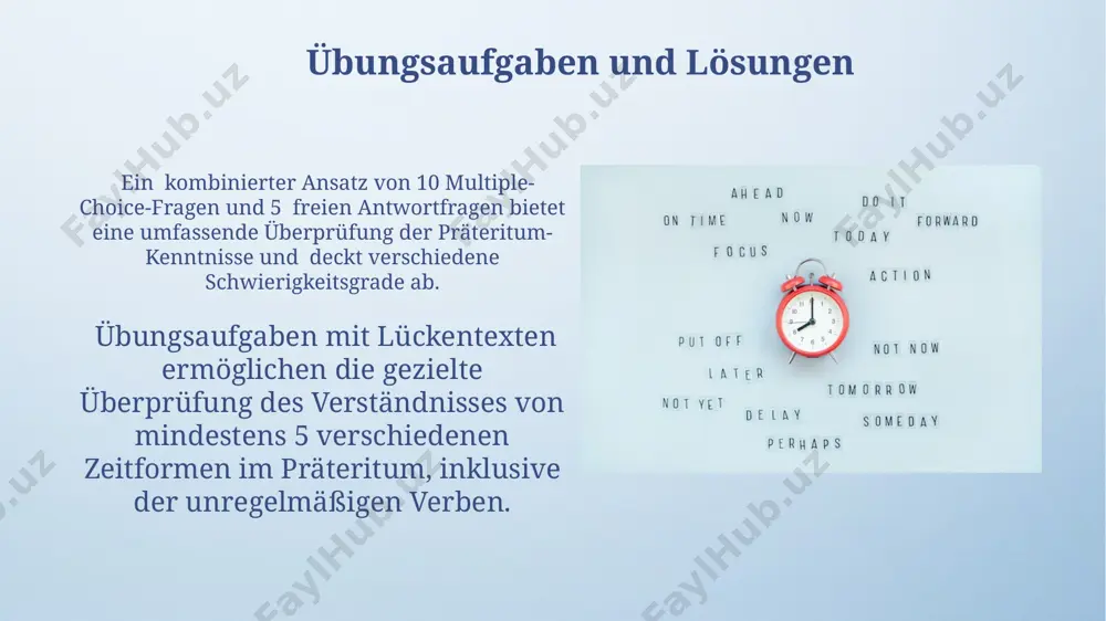 it das plusquamperfekt, gebildet mit "hatte" / "war" + partizip ii, drückt eine handlung vor einer anderen vergangenen handlung aus und beeinflusst somit die zeitliche abfolge im satz. der satzbau im perfekt verwendet das hilfsverb "haben" oder "sein" mit dem partizip ii des vollverbs; die stellung der satzglieder bleibt im wesentlichen gleich wie im präsens. das präteritum (imperfekt) regelmäßige verben im präteritum bilden ihren verbstamm mit der endung „-te“ und weisen 6 verschiedene personalendungen auf, die sich an person und numerus orientieren. das präteritum bildet sich in vielen starken verben durch ablaut, also die veränderung des stammvokals, und benötigt in der regel 2–3 verschiedene stammformen. das perfekt die bildung des partizip ii folgt bestimmten regeln, die sich nach dem verbstamm und der konjugation richten. es gibt drei grundlegende konjugationsklassen im deutschen, die die bildung beeinflussen. im perfekt steht das partizip ii immer am ende des satzes, während das konjugierte hilfsverb …