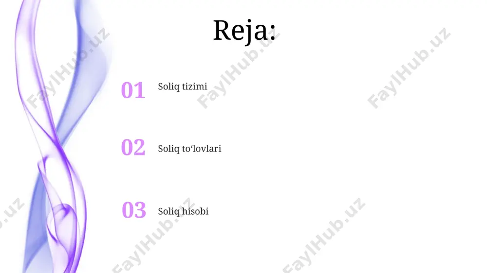 ash joyi boʻyicha soliq inspektsiyasiga topshirishda kafolat beradi. soliq tizimi o'zbekiston respublikasining soliq kodeksiga 2022-yilda kiritilgan o'zgarishlar natijasida, ayrim tovarlar va xizmatlar bo'yicha soliq stavkalari qayta ko'rib chiqildi, natijada ba'zi tovarlarga nisbatan 15% dan 20% gacha soliq stavkalari o'zgarishi kuzatildi. toshkent shahrida joylashgan kichik biznes sub'yektlari uchun soddalashtirilgan soliq tizimi mavjud bo'lib, ular uchun soliq stavkalari 5% dan 10% gacha farq qiladi va bu ularning biznesini rivojlantirishga yordam beradi. soliq nizolari farg'ona viloyatida yakka tartibdagi tadbirkorlar uchun soddalashtirilgan soliq tizimi bo'yicha 2024-yil 1-yanvardan boshlab minimal oylik soliq miqdori 1 million so'm etib belgilangan. 2023-yilgi soliq kodeksiga ko'ra, toshkent shahrida yillik daromadining 100 million so'mdan ortiq qismi uchun 25% soliq stavkasi qo'llaniladi. soliq qarzdorligi солиқ қарздорлигини ўз вақтида тўламаслик, ўзбекистон республикаси солиқ кодексининг 102-моддасига асосан, 0,1%дан 1%гача миқдорда пеня ҳисобланишига олиб келади, бу йиллик фоиз ставкасига боғлиқ. солиқ қарздорлиги бўйича 2023 йил якунида тошкент шаҳрида 5 миллион сўмдан ортиқ қарзи бўлган …