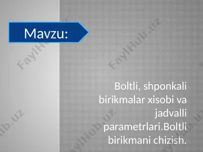 boltli birikmalar — PPTX