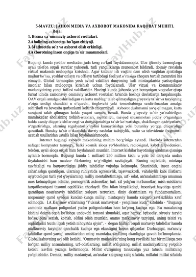 jahon media va axborot muhitida raqobat muhit — PDF