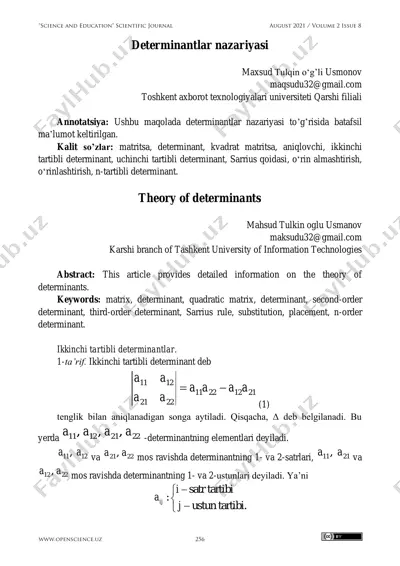 determinantlar nazariyasi — PDF