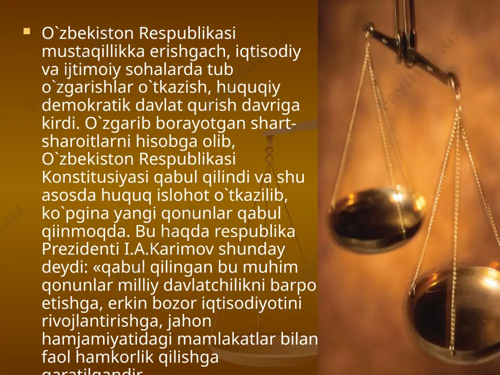 ovchinig ijodkorligini va ma`naviy faolligini talab qiladi. sharhlashning muvaffaqiyatli hal etilishi sharhlashni amalga oshirayo tgan subyektlarning huquqiy madaniyati darajasiga bog`liq. huquqni bilish qanchalik tо`g`ri tо`liq va yuridik aniq bо`lsa huquqni qо`llash shunchalik samarali bо`ladi. sharhlash qonunlarining noaniqligiga bog`liq: u noaniqlikdan paydo bо`ladi, noaniqlik qanchalik kuchli bо`lsa, qiyinchilik ham о`sib boradi.faqat noaniq qonun emas, balki har qanday qonun sharhlashga mansub. zamonaviy yuridik adabiyotlarda barcha normalar sharhlash-aniqlashga tegishli, lekin ularni tushunib olish darajasi muayyan shaxslarning huquqiy ongiga bog`liq, degan fikr hukmronlik qiladi. “sharxlash - tushuntirish” о`rganilgan huquq mazmunini bayon qilish va boshqa shaxslarga ma`lum qilish faoliyatidir. bu faoliyat sharxlovchi shaxs “о`zi uchun” huquq mazmunini aniqlab olganidan sо`nggina amalga oshirilishi mumkin. tushuntirish, birinchidan izoxlashning aqliy jarayoni sifatida, ikkinchidan, aktni (qaror, tushuntirish, yо`riqnoma va x.k.) sharxlash kо`rinishida namoyon bо`ladi. u til elementlari bо`lmish mulohaza qilish, tushuncha, xulosa chiqarish shakllaridan kelib chiqqan faoliyatni yoritadi. tushuntirish maqsadi – izoxlanayotgan normalarning mazmunini asoslab berish, huquqiy talablarini konkretlashtirish, …