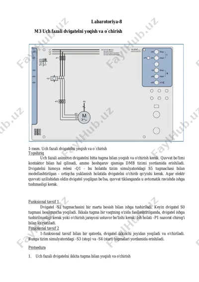 labarotoriya-8 m3 uch fazali dvigatelni yoqish va o`chirish — PDF