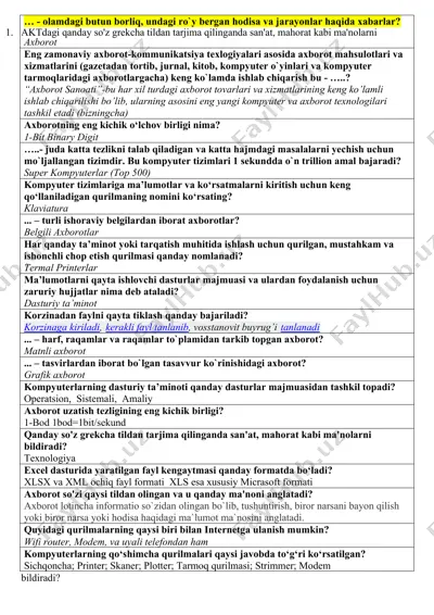 iakt test javoblari informatika — DOCX