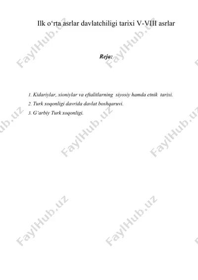 ilk o‘rta asrlar davlatchiligi tarixi v-viii asrlar — DOC