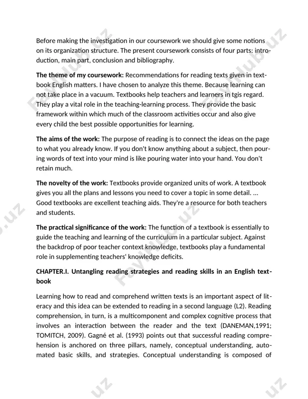 berate, goal-directed attempts to control and modify the reader’s effort to decode text, understand words and construct meanings of the text” (afflerbach; pearson; paris, 2008, p. 368). this means that reading strategies are an attempt to make learners aware of the different components of the reading process. according to alkhaleefah (2016), this definition for reading strategy is comprehensive and has already founded other studies in the last decade (alkhaleefah, 2016, manoli; papadopoulou, 2012, simão; baretta, 2014, among others). the second main concept, reading skills, is defined as “automatic actions that result in decoding and comprehension with speed, efficiency, and fluency and usually occur without awareness of the components or controls involved” (afflerbach et al., 2008, p.368). therefore, one may say that reading skills are the actions a proficient reader takes while reading that they are often unaware of. these aforementioned definitions for both concepts, reading strategies and reading skills, adopted …