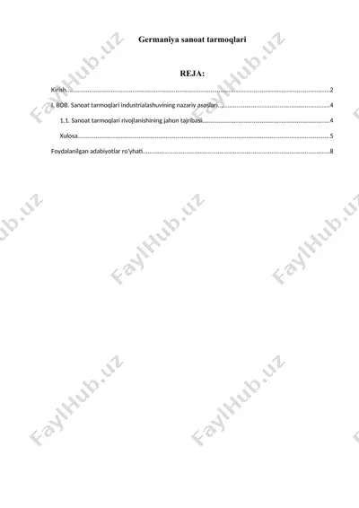 germaniya sanoat tarmoqlari — DOCX