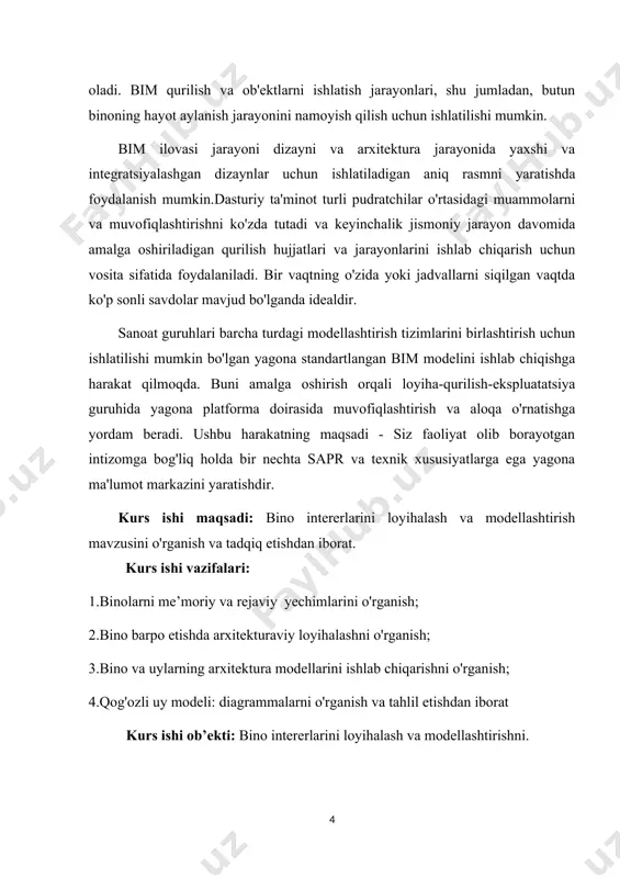 otoqxonalar, mehmonxonalar kiradi.jamoat binolari deb, odamlarni turli ishlab chiqarish bilan bog‘liq bo‘lmagan jamoatchilik ehtiyojlarini qondirish maqsadida qurilgan binolarga aytiladi. bularga ma’muriy maishiy madaniy oqartuv ta’lim muassasalari va boshqalar kiradi[footnoteref:2].sanoat binolari deb, ishlab chiqarish qurollari joylashtirilgan va texnologik jarayon natijasida sanoat mahsulotlari ishlab chiqaruvchi binolarga aytiladi. bularga asosan zavodlar, fabrikalar, turli sexlar, ularga yordamchi binolar ya’ni energetika, transport, omborxonalar, korxona hududida joylashgan ishchilarga madaniy maishiy, tibbiy va boshqa xizmatlar ko‘rsatadigan yordamchi binolar kiradi.qishloq xo‘jalik binolari qishloq xo‘jaligi bilan bog‘liq bo‘lib ular qishloq xo‘jaligi ehtiyojlarini qondirish uchun xizmat qiladi. bularga quyidagilar kiradi: [2: g.karimova, x.komilova ,,reklama va dizayn’’-t. ,,o’zbekiston’’ 2006 yil] 1. chorvachilik binolari; 2. parrandachilik binolari; 3. yilqichilik xo‘jaliklari; 4. cho‘chqachilik binolari; 5. xo‘jalik texnikalari saqlash va ta’mirlash binolari; 6. qishloq xo‘jaligi maqsulotlarini saqlash binolari; 7. qishloq xo‘jaligi mahsulotlarini qayta ishlash binolari; 8. issiqxonalar va boshqalar. 9. har qanday bino va inshootlarni loyiha qilishda 1-chi navbatda ularni nazariy asoslash lozim. ma’lumki …
