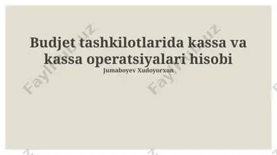 budjet tashkilotlarida kassa va kassa operatsiyalari hisobi — PPTX