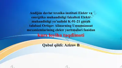ko’prikli kran elektr yuritmasi kurs loyiha taqdimoti — PPTX