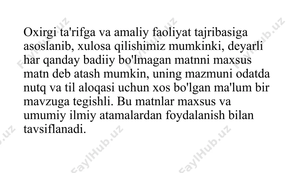 n). 🔹 xalqaro standartlarga rioya qilish – icd-10, who yo‘riqnomalari, meddra kabi tizimlarga moslashtirish. 4. tibbiy tarjima jarayonida amaliy tavsiyalar termin bazasini tuzing – eng ko‘p ishlatiladigan tibbiy atamalarning ikki yoki ko‘p tilli lug‘atini yarating. xalqaro atamalarni lotincha/yunoncha ildizlari bilan tushuning – bu yangi so‘zlarni to‘g‘ri tarjima qilishga yordam beradi. kontekstni diqqat bilan o‘rganing – atama ko‘pincha matn bo‘yicha ma’no kasb etadi (masalan: discharge so‘zi sharoitga qarab “ajralma”, “bo‘shatish”, “yuborish” bo‘lishi mumkin). professional manbalardan foydalaning – who, mayo clinic, medscape, pubmed. redaktordan o‘tkazing – tibbiy mutaxassis (masalan, shifokor) tomonidan tekshiruv lozim. 5. tibbiy tarjimada keng tarqalgan xatolar terminlarni so‘zma-so‘z tarjima qilish (masalan: heart attack – “yurak hujumi” emas, balki “yurak xuruji” yoki “miokard infarkti”). qisqartmalarni noto‘g‘ri ochish. dori nomlarini umumiy atamalar bilan almashtirish. oddiy tibbiy holatlarni dramatizatsiya yoki noto‘g‘ri yoritish. 6. tibbiy tarjimada qo‘llaniladigan resurslar dorland’s medical dictionary 👉 stedman’s medical dictionary 👉 who icd tasniflari 👉 umls (unified medical …
