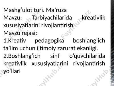 mashg‘ulotturi ma’ruza — PPTX