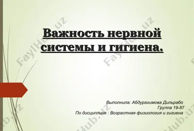 важность нервной системы и гигиена — PPT