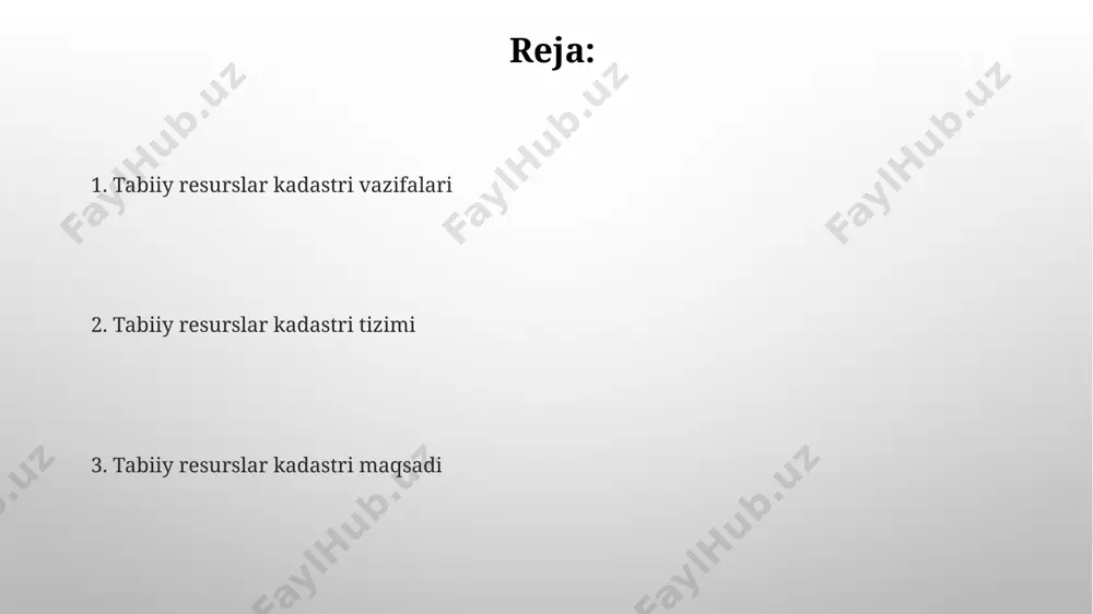 ografiya va masofadan zondlash texnologiyalari kabi 3 ta asosiy texnologiyadan foydalangan holda, yer uchastkalarining aniq chegaralarini va ularning xususiyatlarini aniqlashga xizmat qiladi. kadastr ma'lumotlar bazasi 1:5000 va 1:10000 masshtabli xaritalar, shuningdek, yer uchastkalarining maydoni, tuproq turi va boshqa 10 dan ortiq ko'rsatkichlarni o'z ichiga oladi. tabiiy resurslar kadastri tizimi tabiiy resurslar kadastri tizimi geospatial ma’lumotlar bazasini, shu jumladan 1:50000 masshtabli xaritalarni va 3d modellashtirishni o‘z ichiga oladi, bu esa resurslarni aniq baholash va boshqarishga imkon beradi. kadastr tizimi ma’lumotlarning aniqligi va ishonchliligini ta’minlash uchun, gps texnologiyalari va masofadan turib aniqlash (remote sensing) usullaridan foydalanadi, shuningdek, geodezik ishlarni 2 sm gacha aniqlikda bajaradi. mineral resurslar kadastri mineral resurslar kadastri 1:10 000 masshtabdagi geologik xaritalar va ma'lumotlar bazalari asosida tuziladi, unda 30 dan ortiq turdagi foydali qazilmalar zaxiralari va ularning joylashuvi aks ettiriladi. mineral resurslar kadastrini yuritish davlat geologiya qo'mitasi tomonidan amalga oshiriladi va har 5 yilda yangilanib turiladi, bu jarayonda 500 …