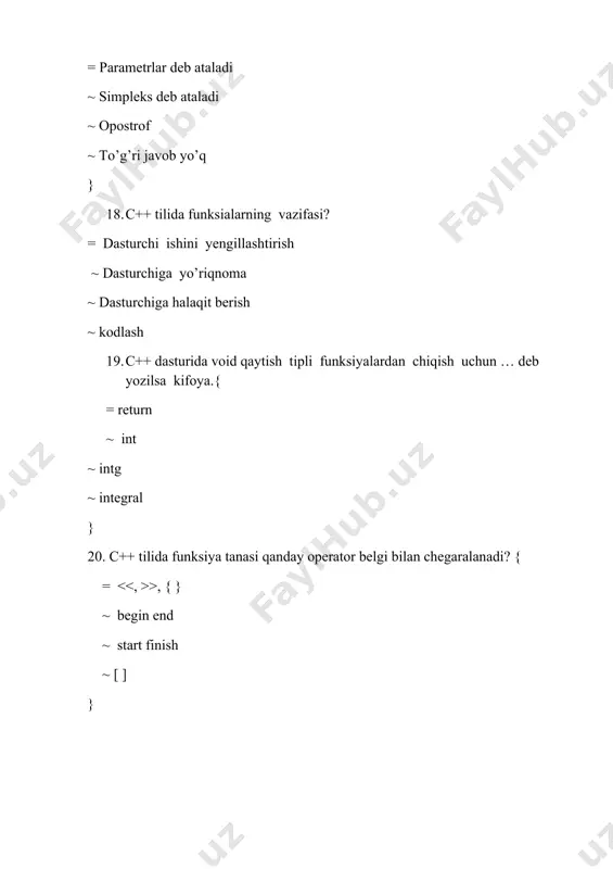 c++ dasturlar mavzusiga oid testlar - Page 5