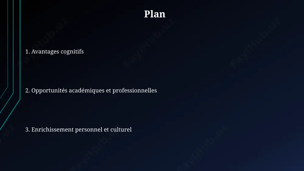 sur les performances scolaires globales. la maîtrise d'une langue étrangère facilite l'apprentissage de langues supplémentaires; le temps nécessaire pour apprendre une troisième langue est réduit d'environ 25% grâce au transfert de compétences cognitives. ouverture sur le monde et la diversité une étude de l'université de chicago a démontré que les bilingues ont un meilleur contrôle de l'attention, traitant 25% plus d'informations simultanément, facilitant ainsi la compréhension des perspectives multiculturelles. l’apprentissage de deux langues dès l’enfance améliore de 30% les capacités cognitives, favorisant une meilleure compréhension des systèmes culturels différents et une ouverture d’esprit accrue. la maîtrise de plusieurs langues permet un accès à plus de 50% de la production mondiale de contenu, ouvrant ainsi la voie à une compréhension plus nuancée du monde et de ses diverses réalités. développement de la communication interculturelle la maîtrise d'une langue étrangère favorise l'empathie et la compréhension des nuances culturelles, réduisant de 15% les …