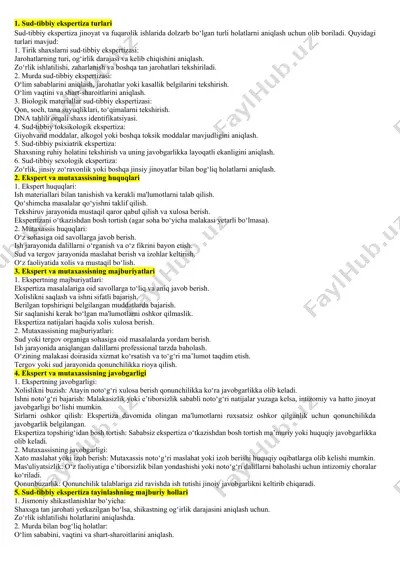 sud-tibbiy ekspertiza turlari — DOCX