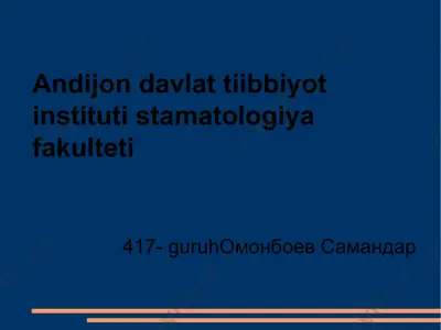 tishning nuqsonlari tasnifi — PPTX