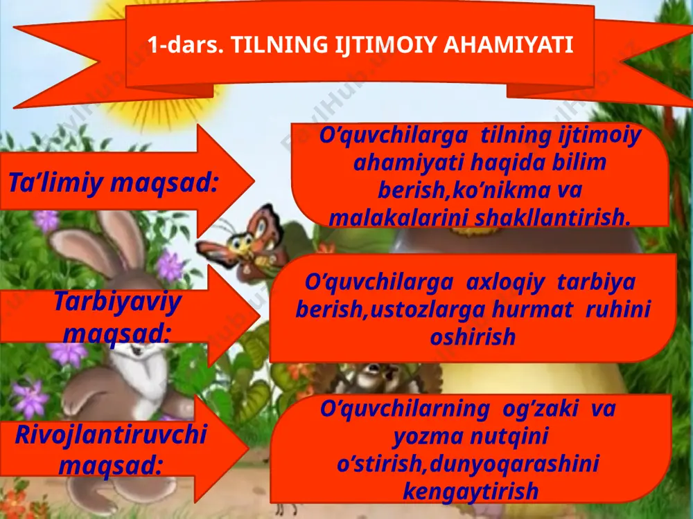 n qanday ajoyib qushman! yerda yuraman, ko’kda uchaman, ko’lda suzaman! --maqtanma , g’oz, hunaring oz. otdek yugura olmaysan, lochindek ucha olmaysan, baliqdek suza olmaysan, -dedi zag’izg’on. ,, 4-mashq. til haqidagi maqollarni davom ettiring. lug‘at: ijtimoiy – inson va jamiyat hayotiga oid uyga vazifa 5-mashq. uyga vazifa. til haqida maqol, she’r, rivoyatlar topib, yozib keling. darsni yakunlash guruhlar qo’lga kiritgan rag’bat kartochkalar hisoblanib,g’olib jamoa aniqlanadi va munosib baholanadi e’tiboringiz uchun rahmat! image2.png image3.jpeg image4.jpeg image5.jpeg image6.jpeg image7.jpeg image8.jpeg image9.png image10.png image11.jpeg image12.png image13.jpg image14.jpeg image15.jpeg image16.png image17.jpeg image18.png image19.jpeg image20.jpeg image21.jpeg image22.jpeg image23.gif image24.jpeg image1.jpeg
