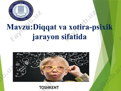 diqqat va xotira-psixik jarayon sifatida — PPTX