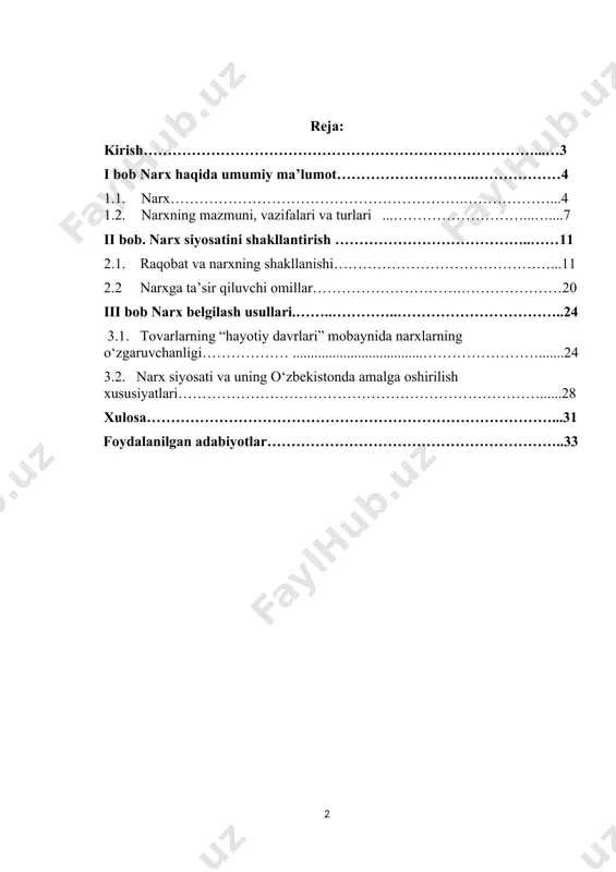 tlarini qo`shib chakana sotish narxini chiqaradi. xarajatlariga mahsulotni olib kelish xarajati, soliqlarga ketadigan xarajatlari va shunga o`xshash boshqa xarajatlarini qo`shib hisoblaydi. bunda, raqobatchilardagi narxlardan xabardor bo`lish va optimal narx belgilash asosiy masalalardan biri hisoblanadi. ulgurji savdo bilan shug`illanuvchi savdogar ham mahsulot narxini belgilashda huddi shunday hisob-kitob qiladi, lekin uni aynan “ulgurji” savdo bilan shug`illanishi undagi narxni ancha arzon bo`lishi kerakligini bildirib turadi va bunday savdogar mahsulotiga minimal darajada foyda qo`yib sotishi lozim bo`ladi. buning sababini esa, bunday savdogarlar mahsulotlarni chakana savdogarlardan farqli o`laroq bir necha barobar ko`proq miqdorda sotishligi bilan bog`lasak to`g`rib bo`ladi. ishlab chiqarish sohasida ham huddi savdodagi(olib-sotish)dek narx belgilanadi ishlab chiqarishda faqat birinchi navbatda ishlab chiqarilayotgan mahsulotning tan narxini hisoblash asosiy o`rinda bo`ladi. mahsulotning tan narxini hisoblash jarayonida mahsulotni ishlab chiqarish uchun ketgan hom-ashyo xarajatlari, ishlab chiqarishda ishtirok etadigan asbob-uskunalarning ish davomida eskirishi, xodimlarning ish haqlari, soliqlar, kommunal to`lovlar, reklama, mol yetkazib berishdagi va hom ashyolarni olib kelishdagi …
