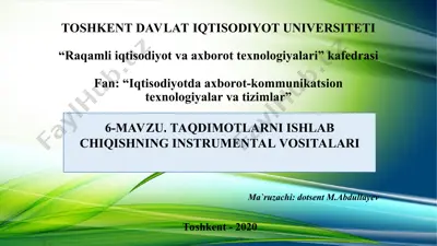6-mavzu: taqdimotlarni ishlab chiqishning instrumental vositalari — PPT