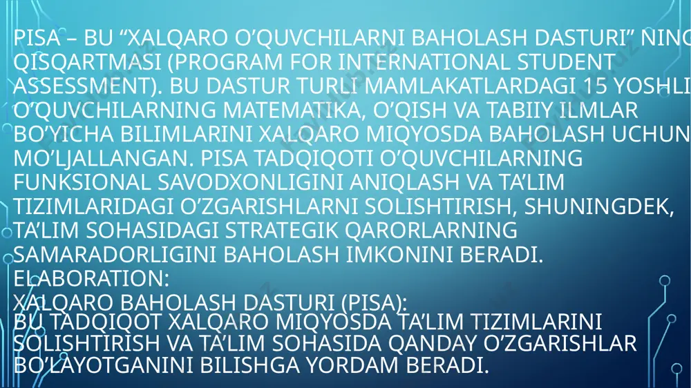 pisa - xalqaro o'quvchilarni baholash dasturi - Page 3