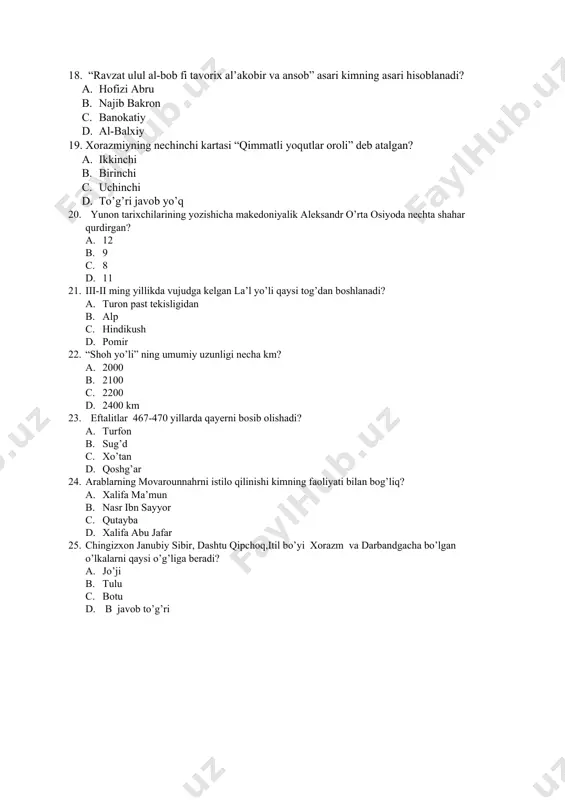 tarixiy geografiya test savollari (1-variant) - Page 3