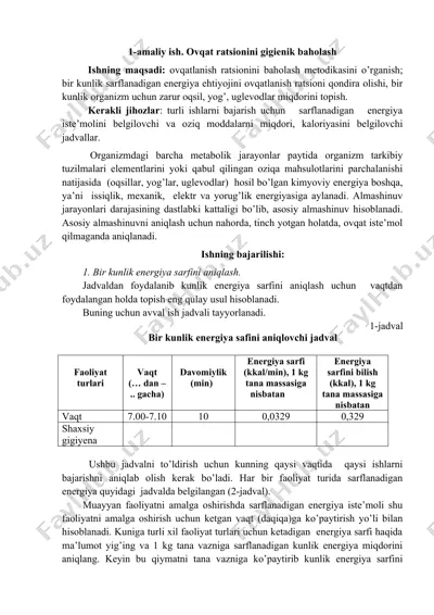 ovqat ratsionini gigienik baholash — DOC