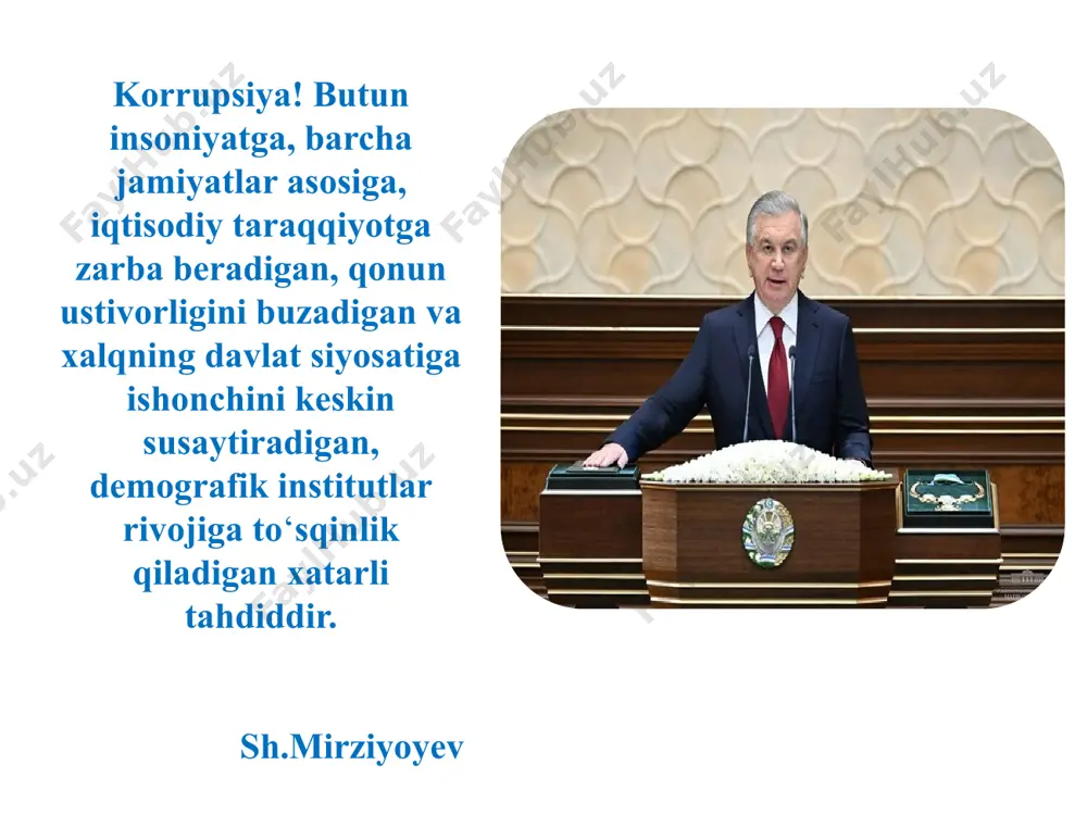 hamidulla shuxrat o‘g‘li ta’lim muassasini rivojlantirish va o‘quv tarbiya jarayonini boshqarish. metodik ko‘rsatma. toshkent 2024 ta’lim tizimida korrupsiyaga qarshi kurashish - bugungi kunning dolzarb masalasidir! maqola 2021-yil madumarov talantbek tolibjonovich andijon davlat universiteti ijtimoiy iqtisodiyot fakulteti dekani, yu.f.d., professor maktabda korrupsion holatlarga olib boruvchi omillarni bartaraf etish. maqsad vazifalar korrupsiyani emas, unga olib boruvchi yo‘lni yopish yoshlarimizni korrupsiyaga tobe bo‘lmaslik,“ikkinchi yo‘l botqoqqa yetaklaydi” kabi shiorlar asosida vatanparlik ruhida tarbiyalash yoshlarda korrupsiyaga nisbatan toqatsiz munosabatni shakllantirish yaponiya xorijiy tajriba kanadada xodimlarni haqdorlik ruhida tarbiyalash, moliyaviy shaffoflikni ta’minlash va fuqarolik jamiyati ishtirokini kuchaytirish korrupsiyaga qarshi kurashishda muhim o ‘rin tutadi. latviya ta’lim tizimida yoshlar o‘rtasida halol va vijdonli bo‘lishni targ‘ib qilishga, korrupsiya va poraxo‘rlikning zararlari haqidagi tushunchalarni shakllantirishga imkon beradigan loyiha ishlab chiqqan. meksikada ta’lim tizimi mamlakatning boy madaniy xilma-xilligini qadrlaydi va o‘quvchilarga turli madaniyatlar ,hamda huquqiy madaniyatlar haqida bilimlar berib boriladi maktabda huquqiy bilim yetarli darajada berilmaydi. ta’lim muassasalarida umumiy foydalanish …
