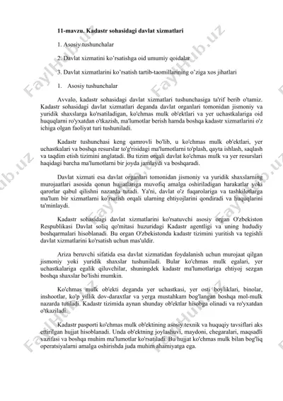 kadastr sohasidagi davlat xizmatlari — DOCX