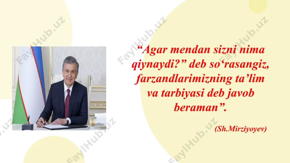 hokama qilinishi lozim. ota-onalar nazorati va qarovisiz qolgan oʻquvchilar taʼlim olishlari uchun maxsus maktab-internatlariga joylashtirilishi kerak mas`uliyatsiz ota-onalarga “oʻzbekiston respublikasi maʼmuriy javobgarlik toʻgʻrisida”gi kodeksning 47-moddasini qo‘llash lozim. vazifa muammo yuzasidan xorijiy tajribalarni o‘rganilganligi buyuk britaniyada kanadada singapurda farzandlari maktabga bormagan ota-onalarga nisbatan jarima jazosi qo‘llaniladi. singapurda ota-onalar o‘z farzandlarining maktabga borishi uchun e’tiborsizlik qilsalar ular farzandlari bilan birgalikda majburiy ta’lim kengashiga chaqirtiriladilar. 1996-yilda qabul qilingan “ta’lim to‘g‘risidagi” qonunga binoan agar bolalar sababsiz maktabga kelmagan bo‘lsalar ota-onalar huquqbuzarlikda aybdor deb topiladilar qiyosiy tahlil etilganligi yurtimizda dars qoldirgan o‘quvchilarning asl sabablari kamdan-kam holatlarda o‘rganiladi va o‘qituvchilarning ota-onalar bilan hamkorligi talab darajasida emasligi finlandiyada qog‘ozbozlik u darajada ko‘p emas, asosiy eʼtibor bolaga bilim berishga qaratiladi. dars qoldirgan har bir o`quvchining sababi o‘rganiladi. qog‘ozbozlik o‘qituvchini charchatadi, hujjatlar baribir qayerdadir qolib ketadi, asosiy fokusni oquvchining dars qoldirish sababiga qaratish lozim 8 xulosa profilaktika inspektorlariga ish kunini aynan ta’lim muassasalariga tashrif buyurishdan boshlash maqsadga muvofiq bo`ladi …