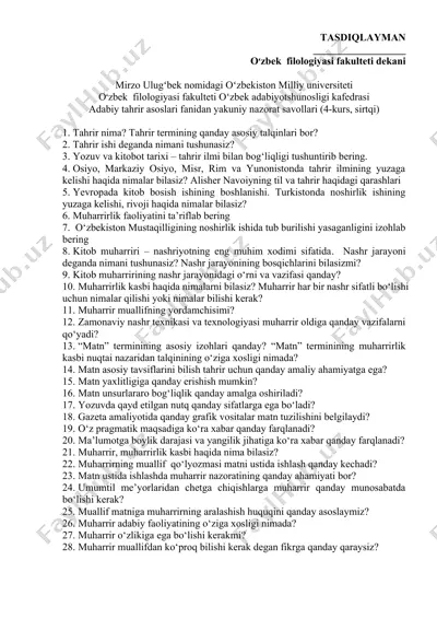 adabiy tahrir asoslari fanidan yakuniy nazorat savollari — DOCX