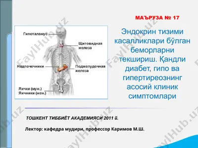 эндокрин тизими касалликлари бўлган беморларни текшириш — PPT