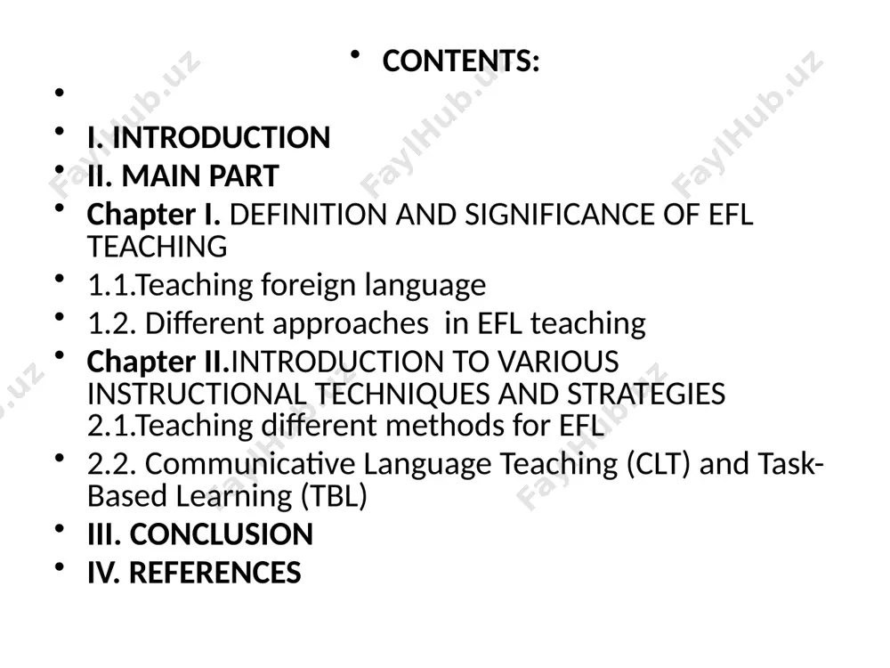 sh is not the primary language of communication. different approaches in efl teaching the overview of different approaches in efl teaching reflects the diversity and complexity of the field, with each approach offering unique insights into the process of language learning and instruction. from the traditional grammar-translation method to the communicative approaches of clt and tblt, efl educators have a wealth of pedagogical options to choose from, each with its strengths and limitations. teaching different methods for efl introduction to various instructional techniques and strategies is fundamental in english as a foreign language (efl) teaching, as it encompasses a diverse range of approaches and methodologies aimed at facilitating language learning and acquisition among non-native speakers. both communicative language teaching (clt) and task-based learning (tbl) represent effective approaches to english as a foreign language (efl) instruction that emphasize meaningful communication, authentic language use, and learner-centered pedagogy. while clt focuses on the …