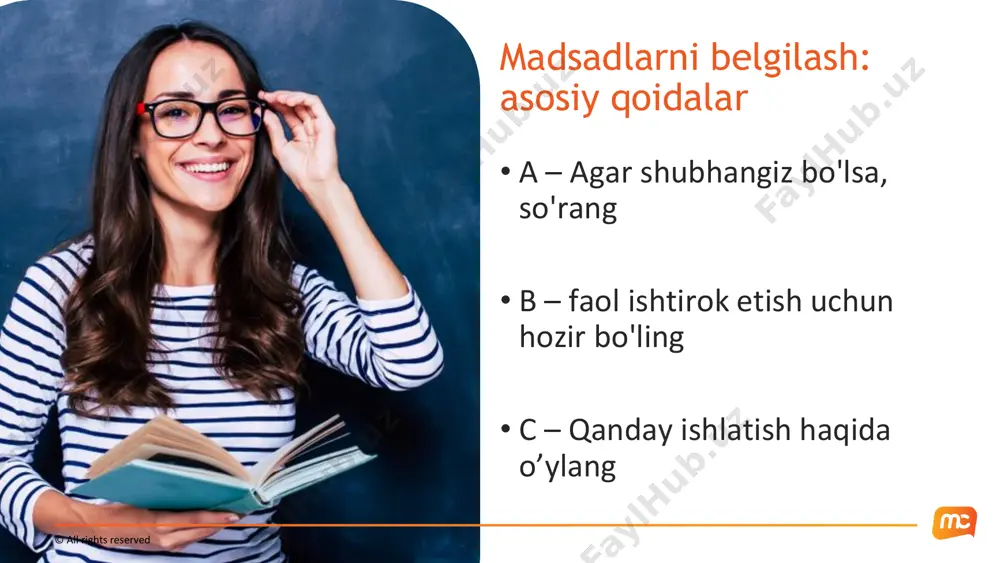 va o'rganish amaliyotlarini namunali qilish rol ??? ©️ marshall cavendish education master trenerning o'qituvchi sifatidagi roli o’quvchining matematika/tabiiy, ilmiy fan bo'yicha o'rganishdagi kamchiliklarini bartaraf etish uchun o’quvchining salohiyatini oshirish o'quvchi baholovchi tinglovchi o'qituvchi muammoni hal qiluvchi advokat bosh bo’luvchi mentor hamkor 4-modul rejasi (3 soat) ©️ all rights reserved kun rejasi 4-modul maqsadlar va kontekstni belgilash mentorlikning “nima”, “nima uchun”, va “qanday qilib” savollarini o’rganib chiqish harakat rejasini tayyorlash va boshqalar bilan bo’lishish xulosa va keyingi zoom suhbatlarini o’tkazish ©️ marshall cavendish education 1100-1115 1. “nimaga” mentorlik ? 1.1 stajor o'qituvchilarni o'qituvchilik kasbiga samarali jalb qilish mentorlar stajor o'qituvchilarning o’zlarida kasbiy ishonch hosil qilishlarida muhim rol o'ynaydilar va bunda ular o'quvchilarning ta’lim olishini yaxshilashga e'tibor qaratgan holda faoliyat yuritadila. ©️ marshall cavendish education 1100-1115 1.2 professional o'quv jamiyatida (plc) tajribali o'qituvchilarning (besides bts) kasbiy rivojlanishi stajor o’qituvchilar(bt)dan tashqari, mentorlar(im) tajribali o‘qituvchilarning (et) kasbiy o‘sishiga yordam beradi, ular odatiy maktab professional …