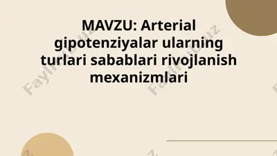 arterial gipotenziyalar — PPTX
