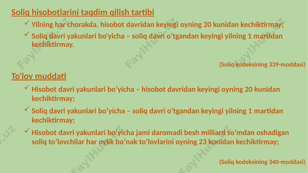 xo’jalik korxonalarini soliq hisobotlari mazmun-mohiyati - Page 5
